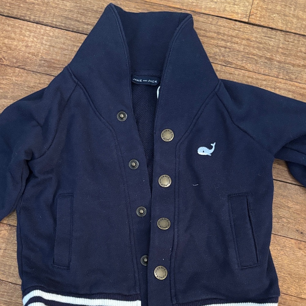 Janie and Jack Navy Jacket with Whale Emblem